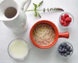bowl with porridge and fruit