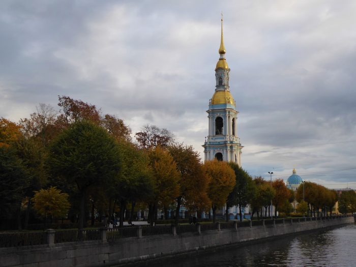 The bell tower, with Troitsky Cathedral in the background