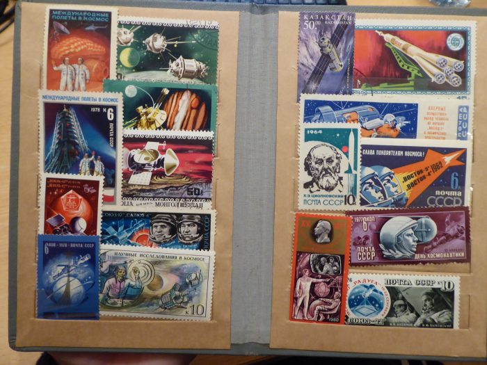 A stamp collection which I found at Udelnaia Market, containing stamps celebrating the USSR's space-related acheivements